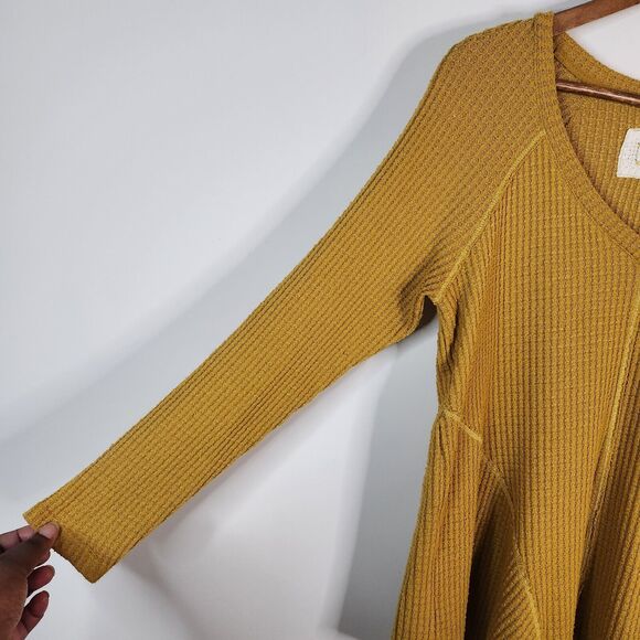 Anthropologie Maeve Gold Harley Pullover V Neck Thermal Top Size Small Boho - Picture 5 of 10